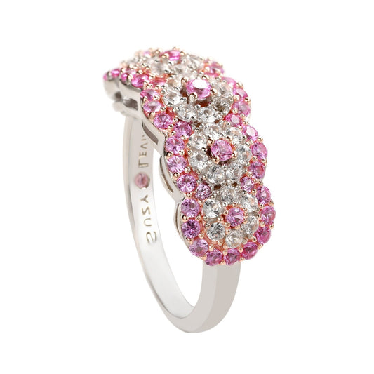 Suzy Levian Sterling Silver 2.8ct TGW Pink Sapphire and .02ct Diamond Anniversary Band