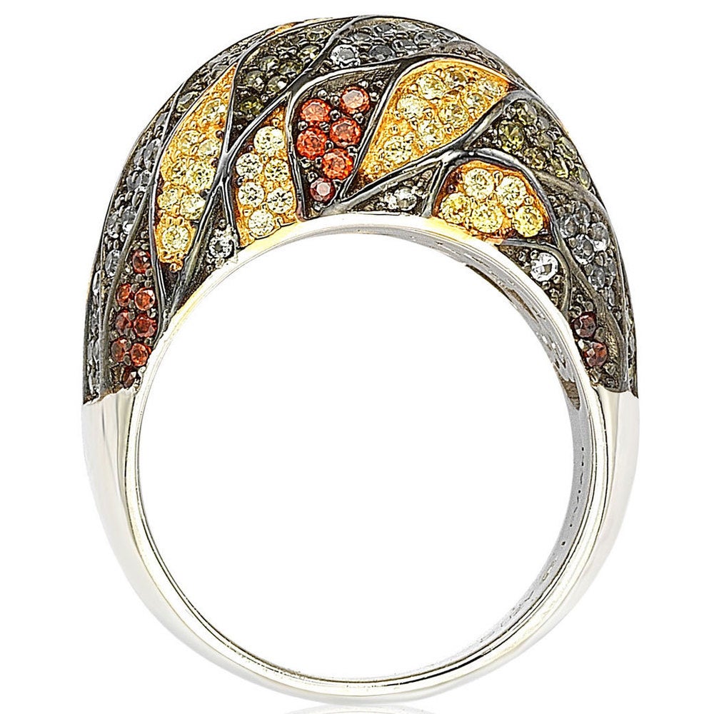 Suzy Levian Sterling Silver Cubic Zirconia Multi-Color Pave Dome Ring
