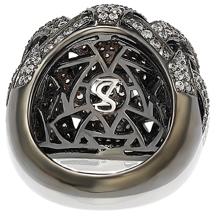 Suzy Levian Sterling Silver Cubic Zirconia Crossing Weaving Dome Ring