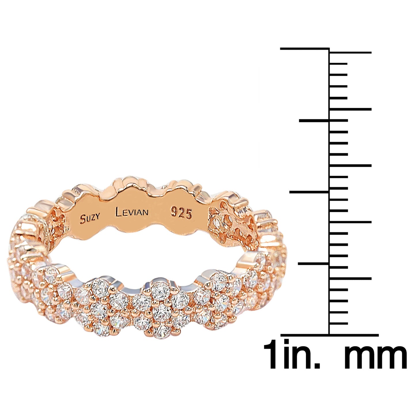 Suzy Levian Rose Sterling Silver Cubic Zirconia Floral Eternity Band