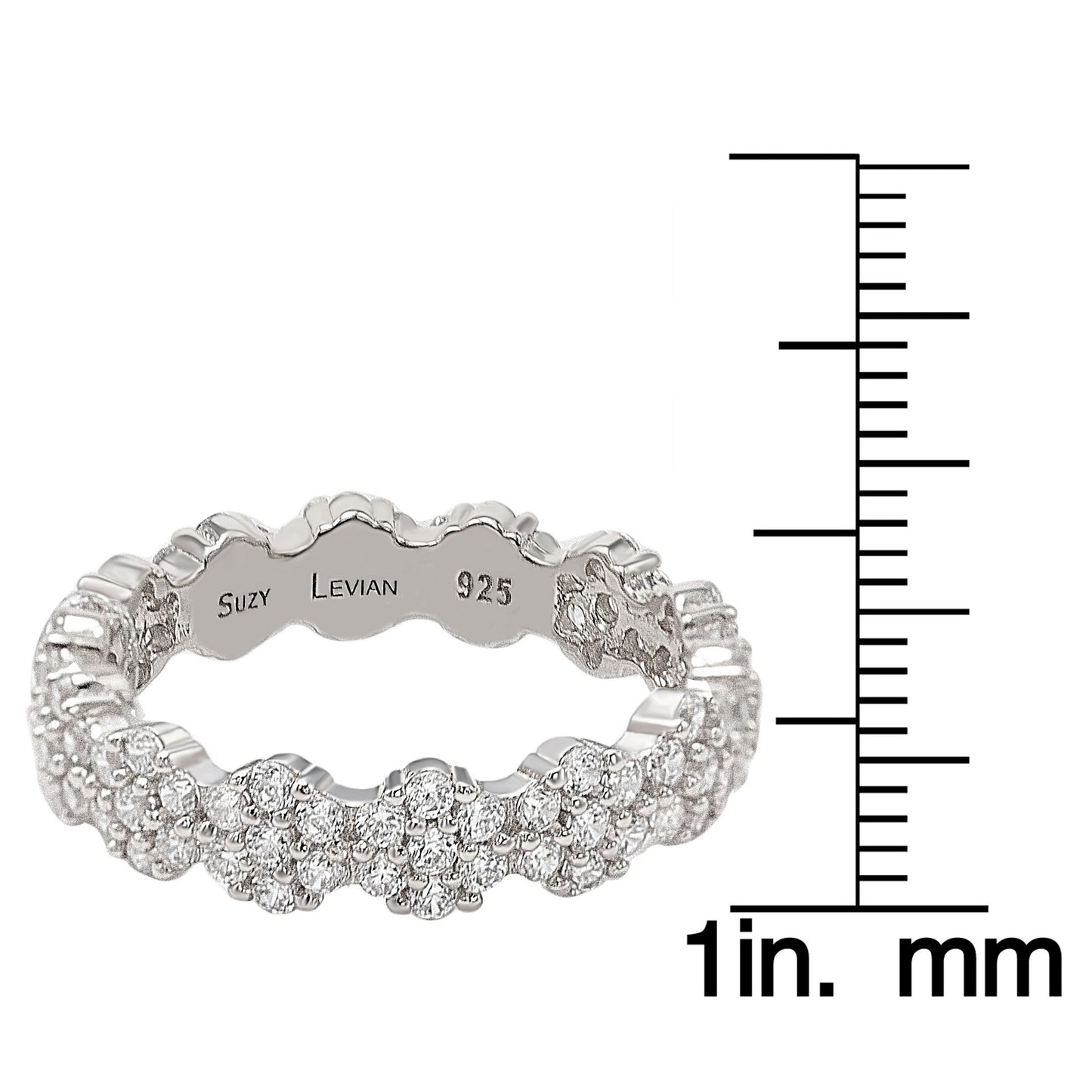 Suzy Levian Sterling Silver Cubic Zirconia Floral Eternity Band