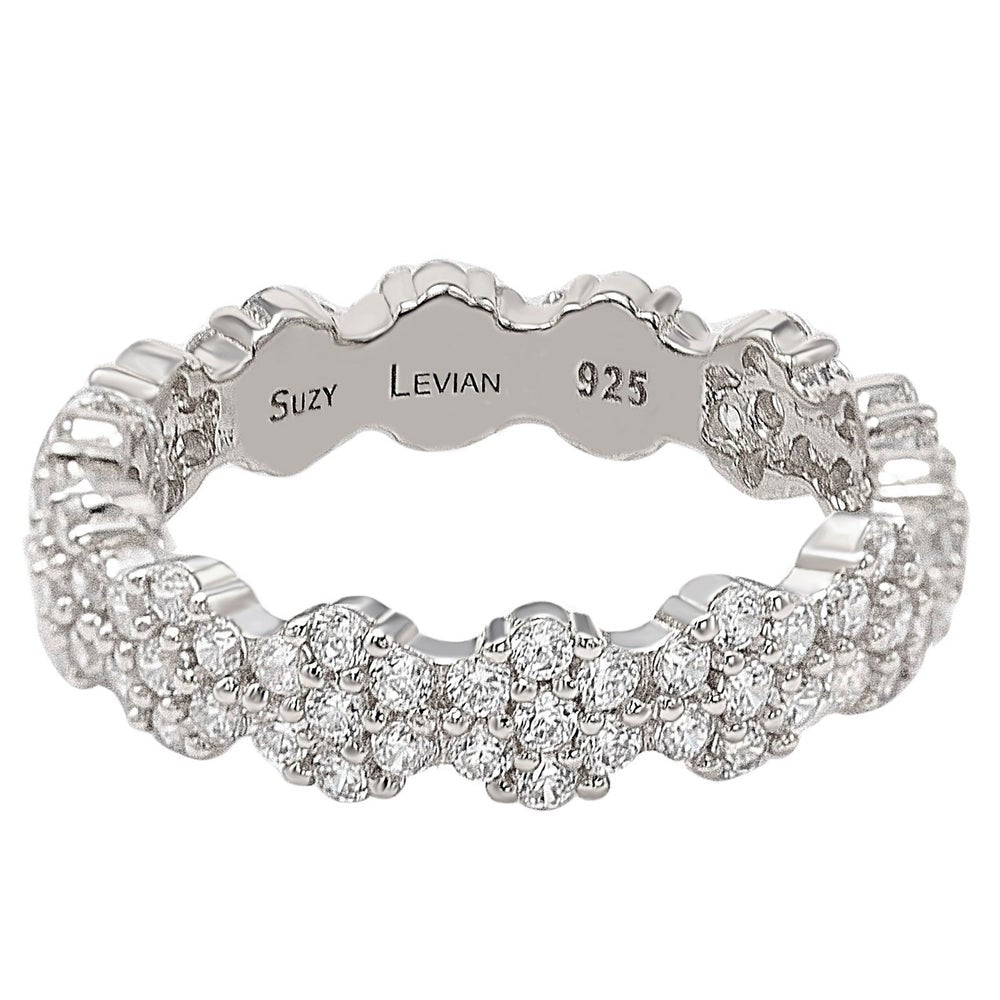 Suzy Levian Sterling Silver Cubic Zirconia Floral Eternity Band