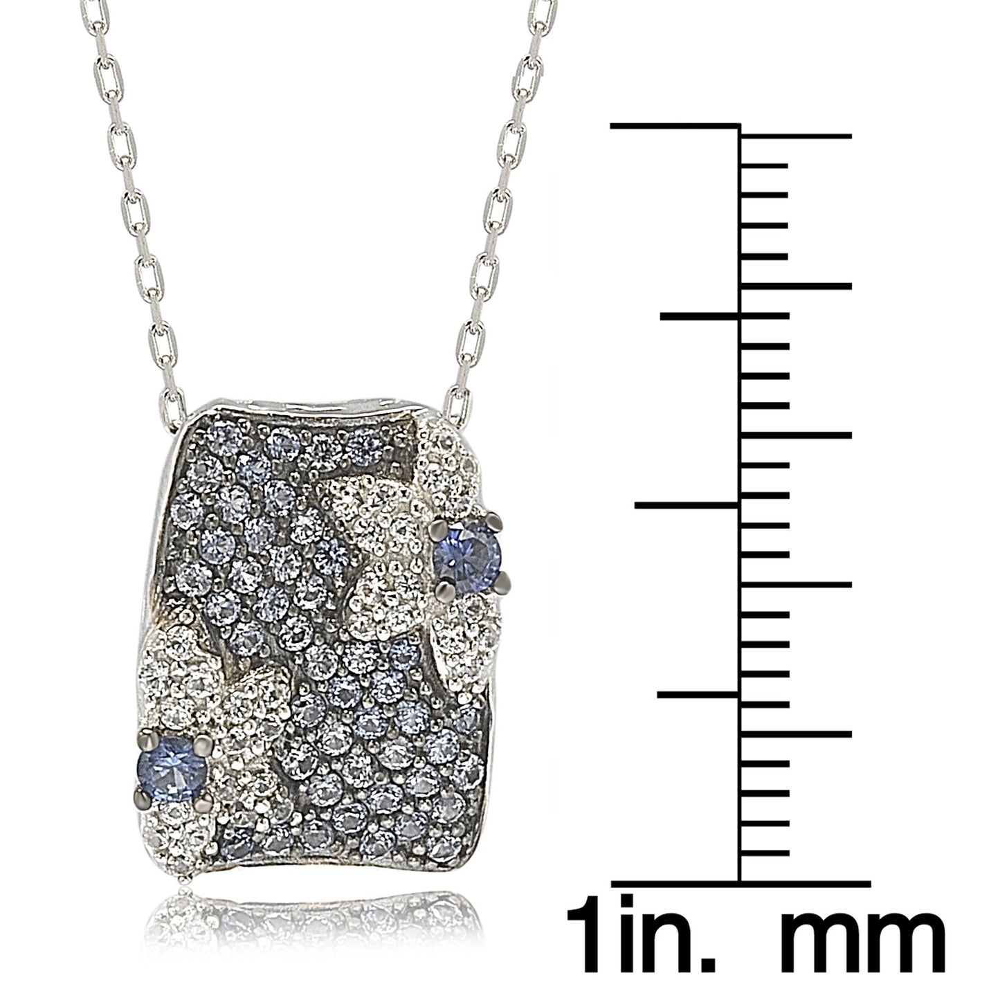 Suzy Levian Sterling Silver Sapphire & Diamond Floral Petite Necklace