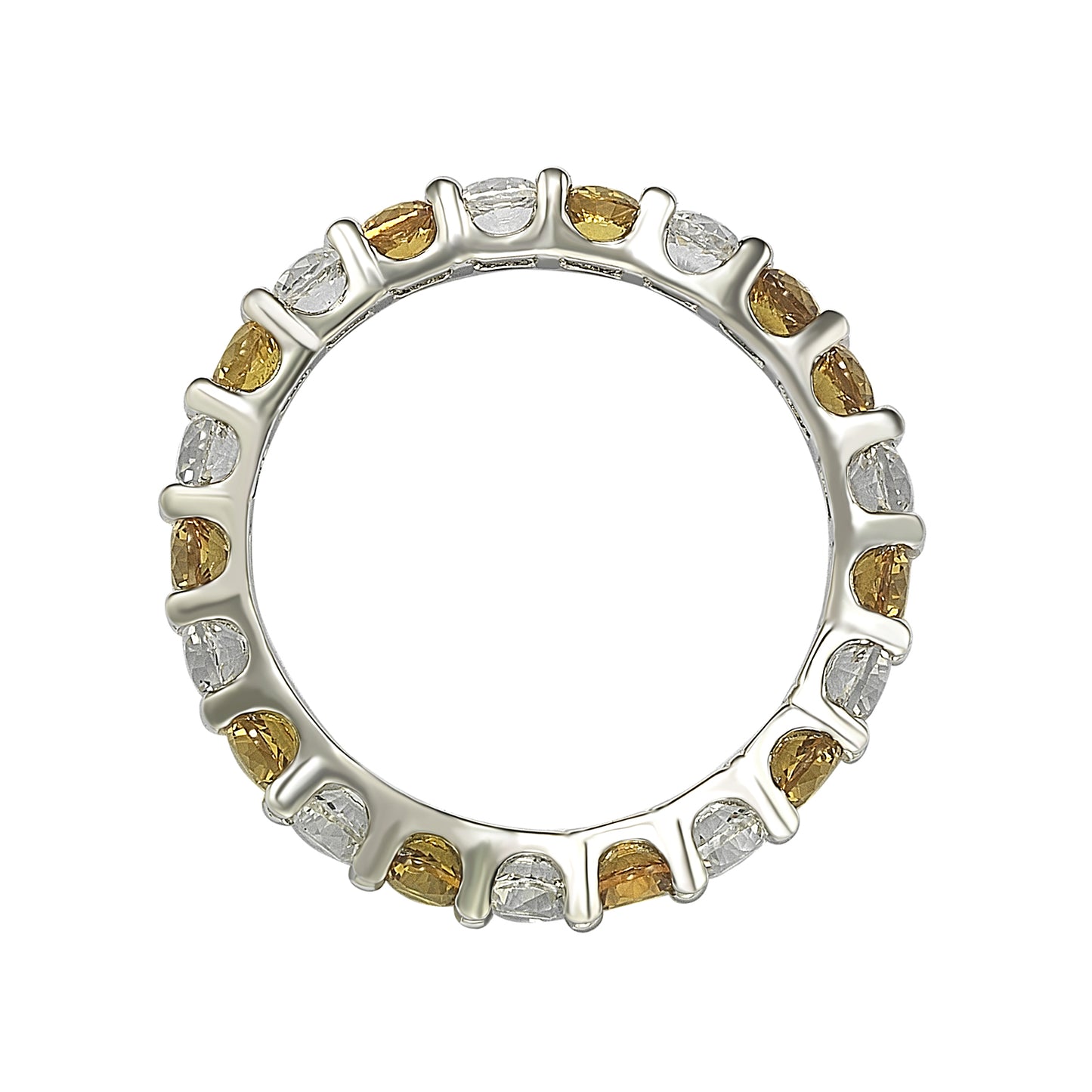 Suzy Levian Sterling Silver Yellow & White Sapphire & Diamond Accent Eternity Ring