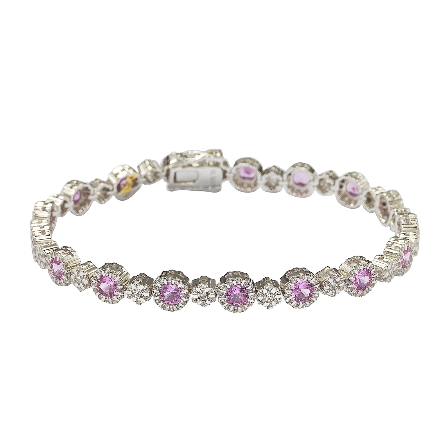 Pink sapphire deals bracelet sterling silver