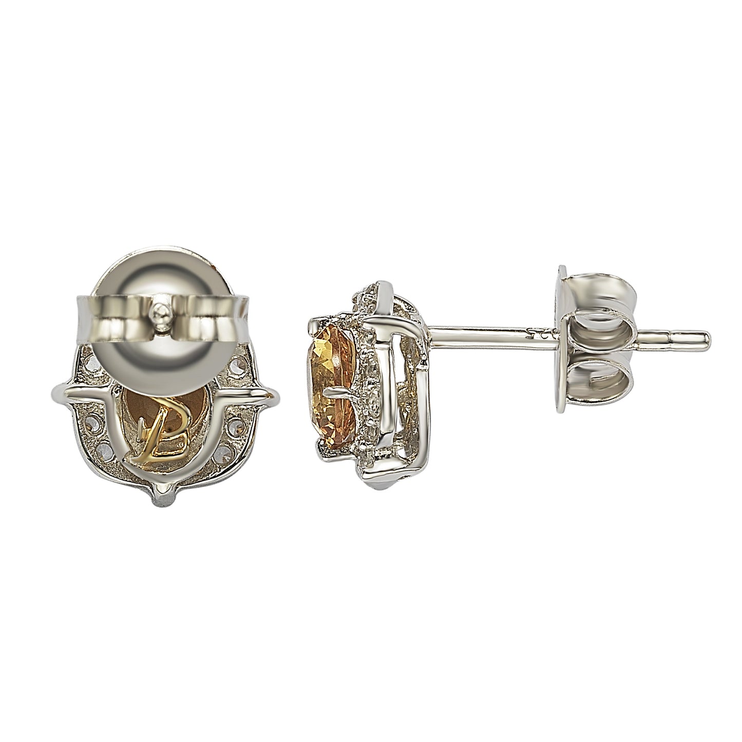 Suzy Levian Sterling Silver Yellow Sapphire 0.66cttw Halo Stud Earrings