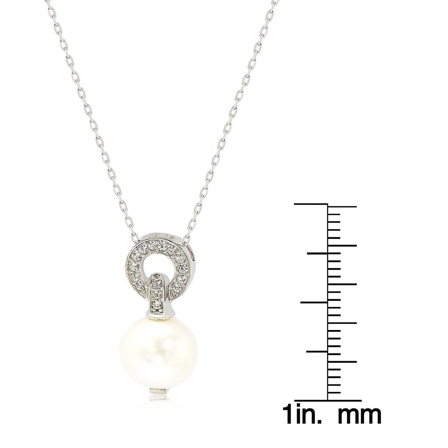 Suzy Levian Sterling Silver Pearl & Sapphire Classic Circle Pendant