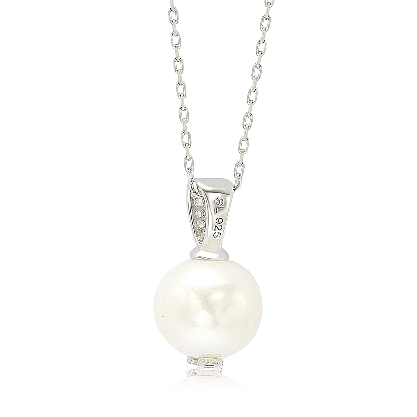 Suzy Levian Sterling Silver Pearl & Sapphire Classic Solitaire Pendant