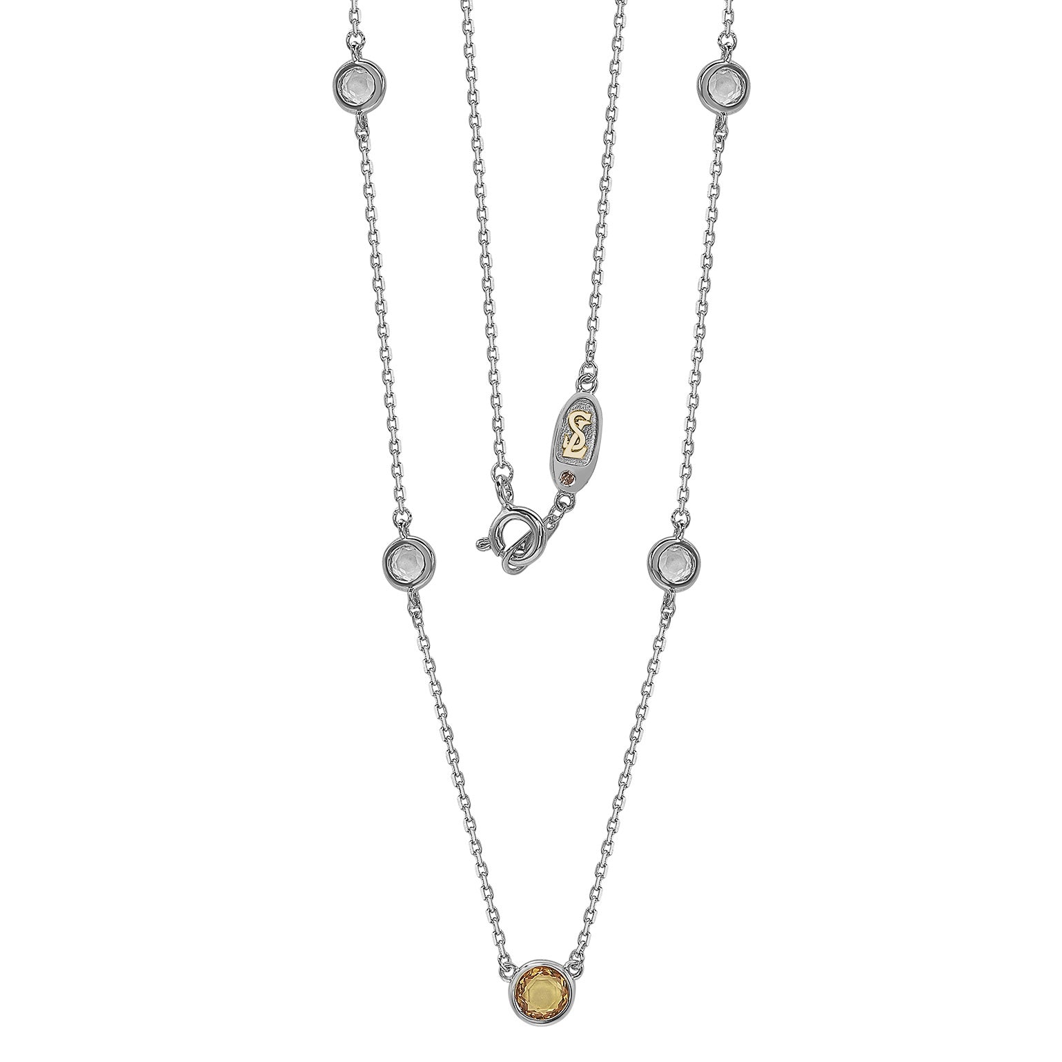 Bezel stone hot sale station necklace