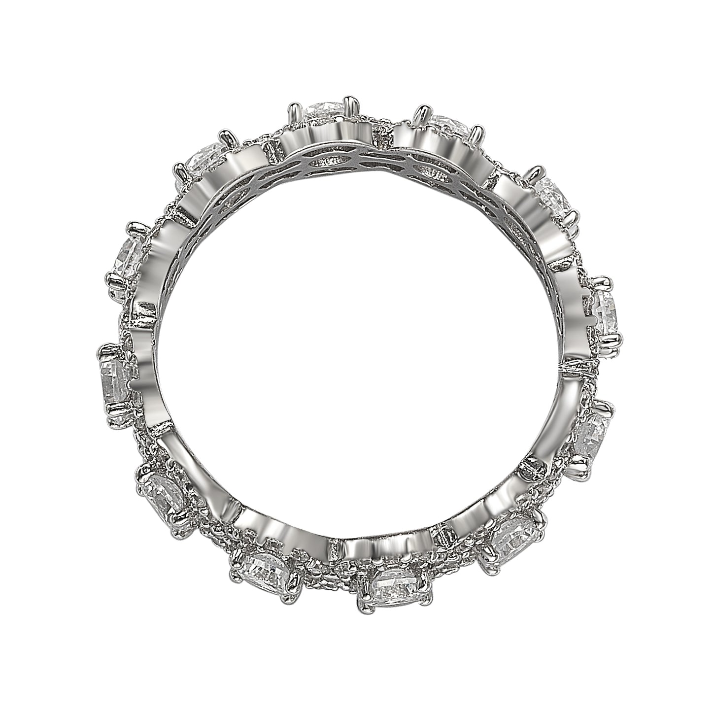 Suzy Levian Sterling Silver Round White Cubic Zirconia Eternity Band
