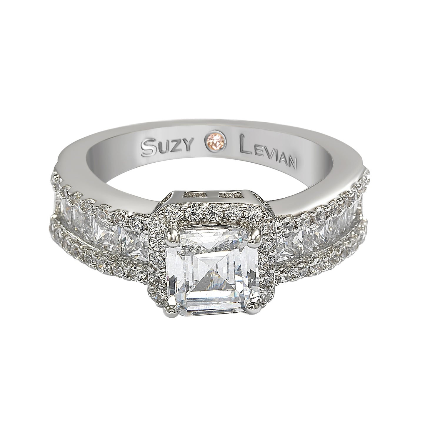 Suzy Levian Sterling Silver White Cubic Zirconia Engagement Ring