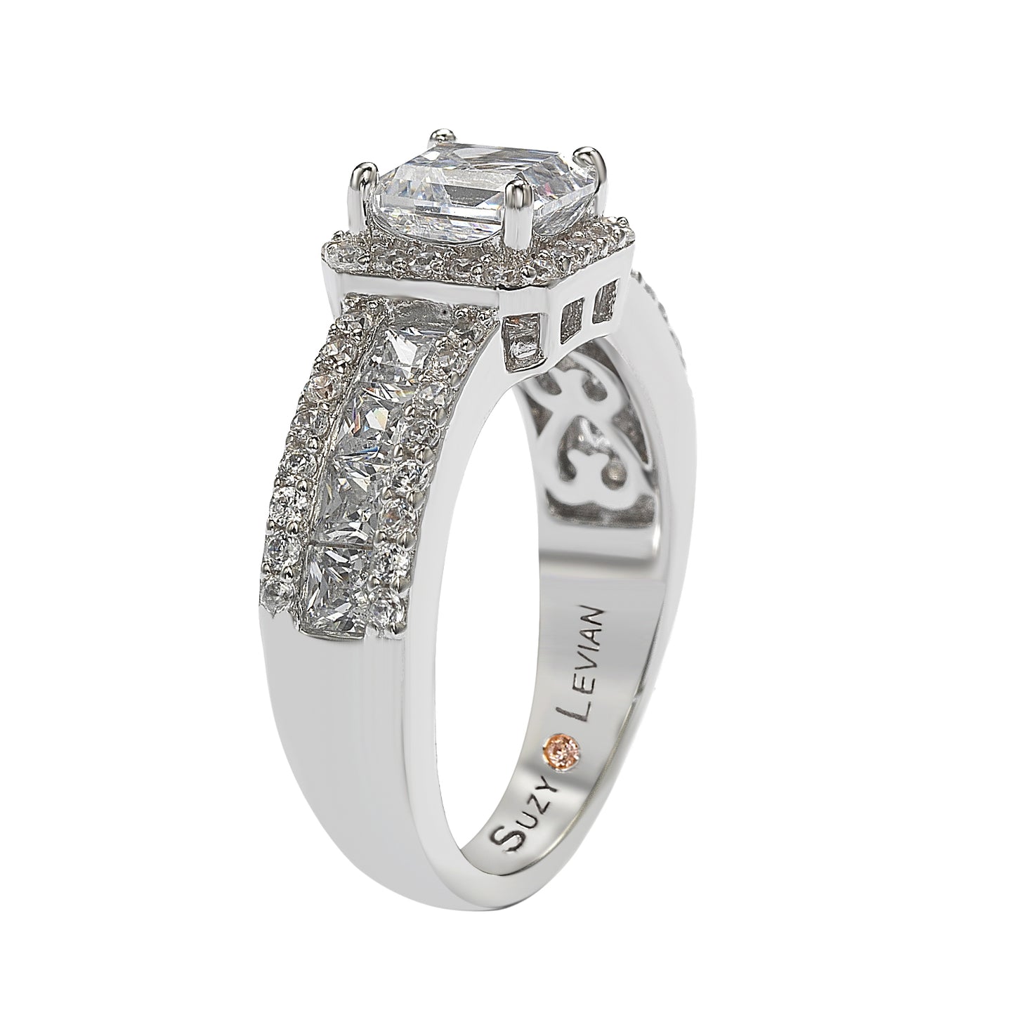 Suzy Levian Sterling Silver White Cubic Zirconia Engagement Ring