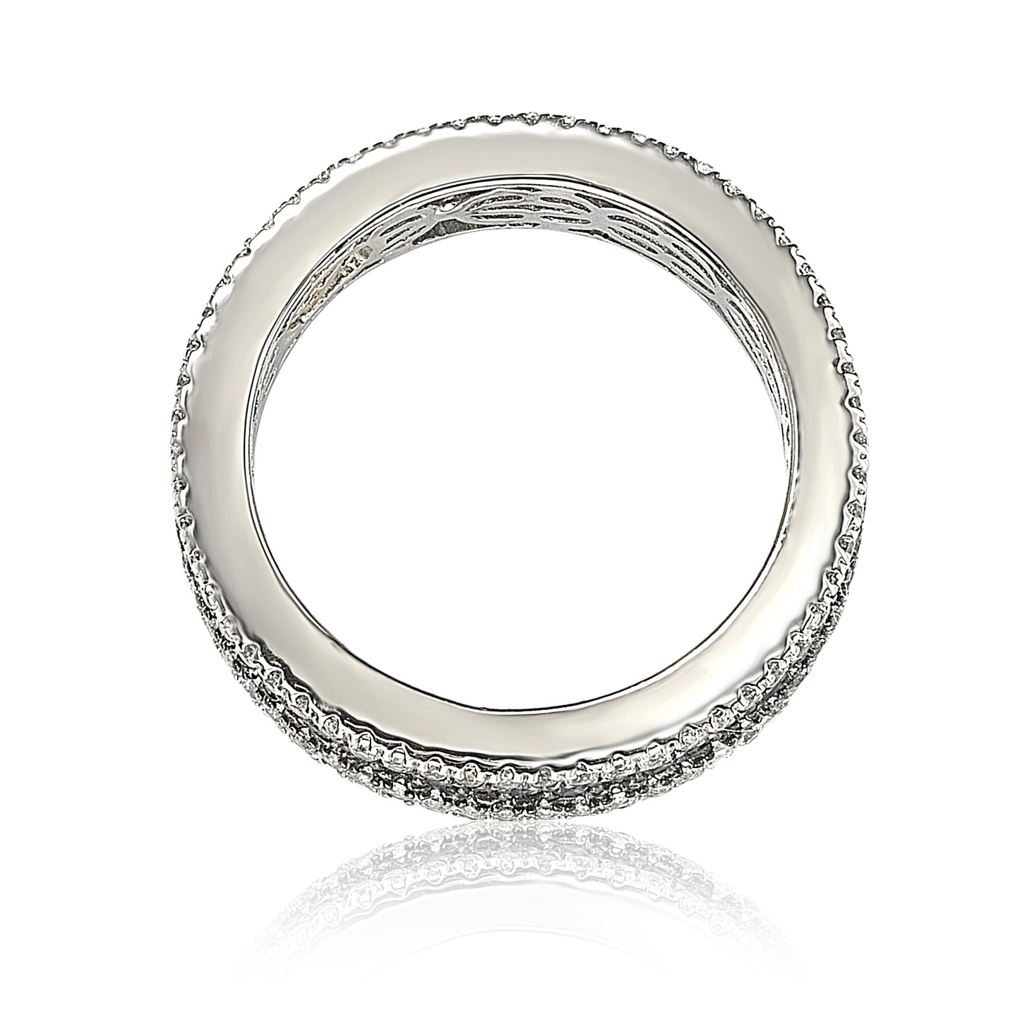 Suzy Levian Sterling Silver Sapphire and Diamond Accent Pave Eternity Band