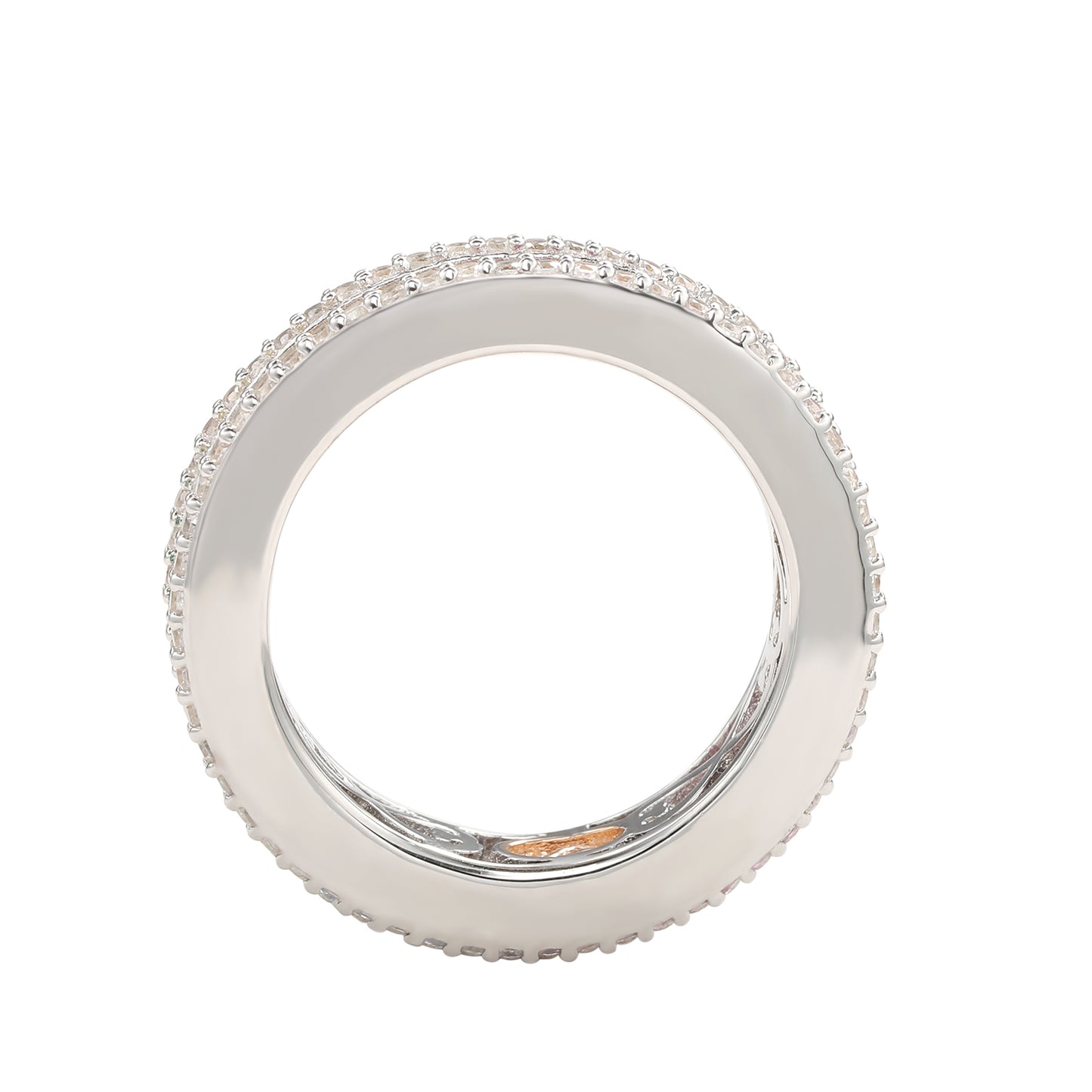 Suzy Levian Sterling Silver Rainbow Cubic Zirconia Modern Eternity Band