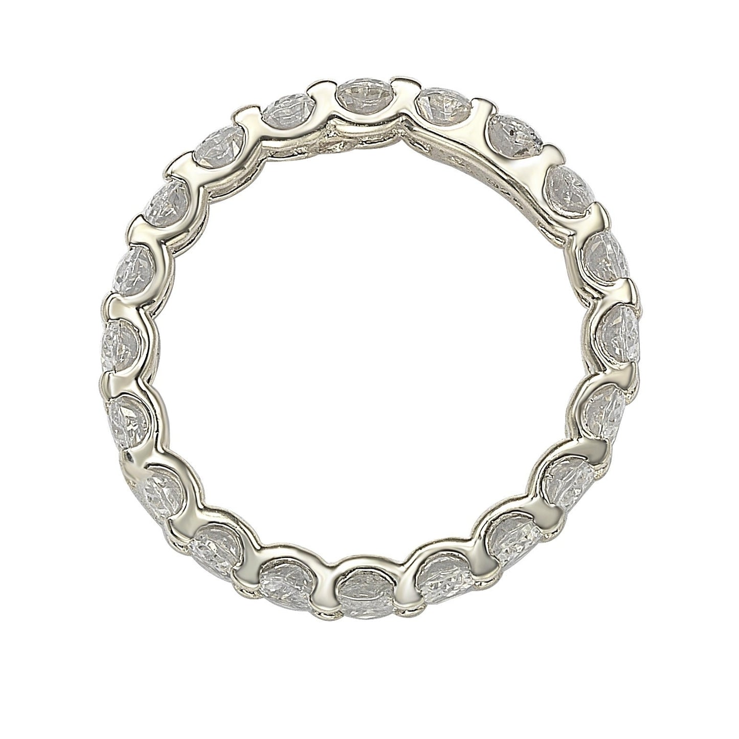 Suzy Levian Sterling Silver Oval U-Shape Cubic Zirconia Eternity Band