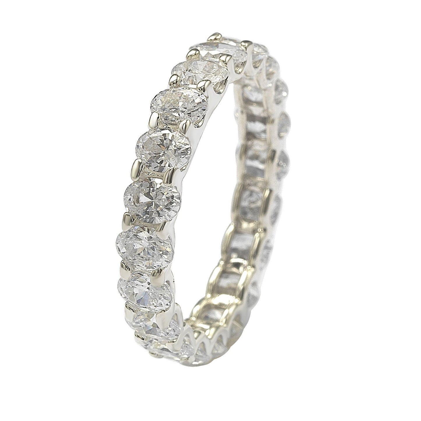 Suzy Levian Sterling Silver Oval U-Shape Cubic Zirconia Eternity Band