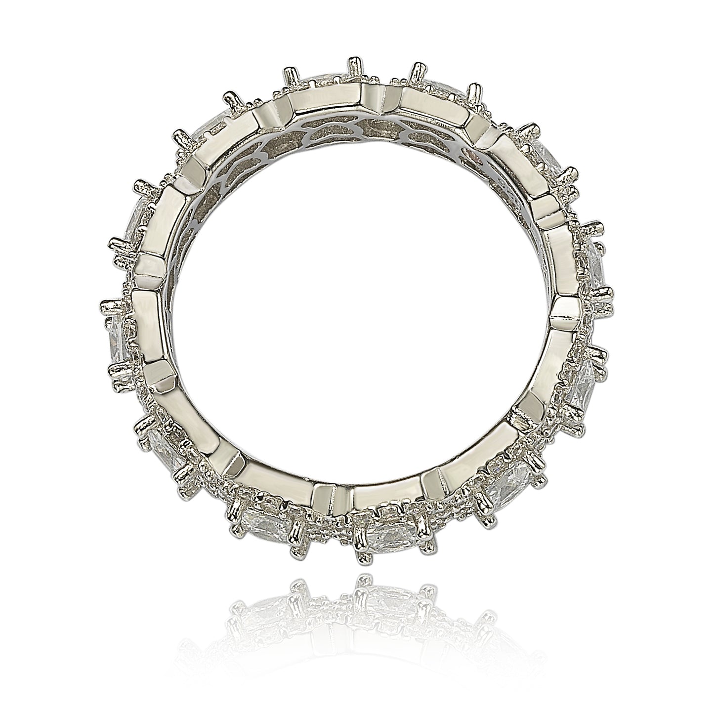Suzy Levian Sterling Silver Cubic Zirconia White Princess Cut Eternity Band