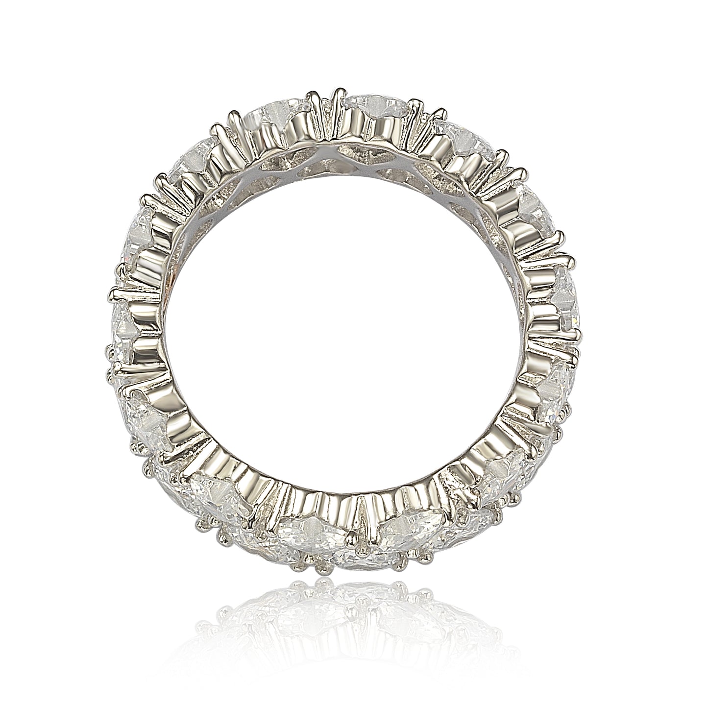 Suzy Levian Sterling Silver Heart Shape White Cubic Zirconia Eternity Band