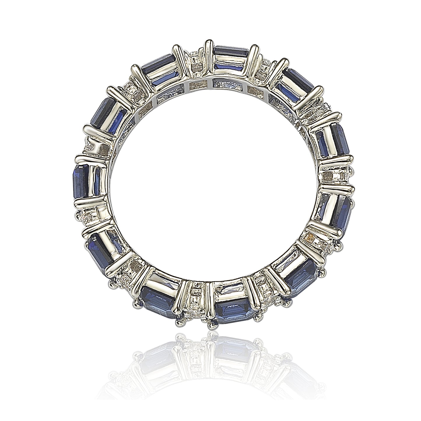Suzy Levian Sterling Silver Sapphire and Diamond Accent Eternity Band