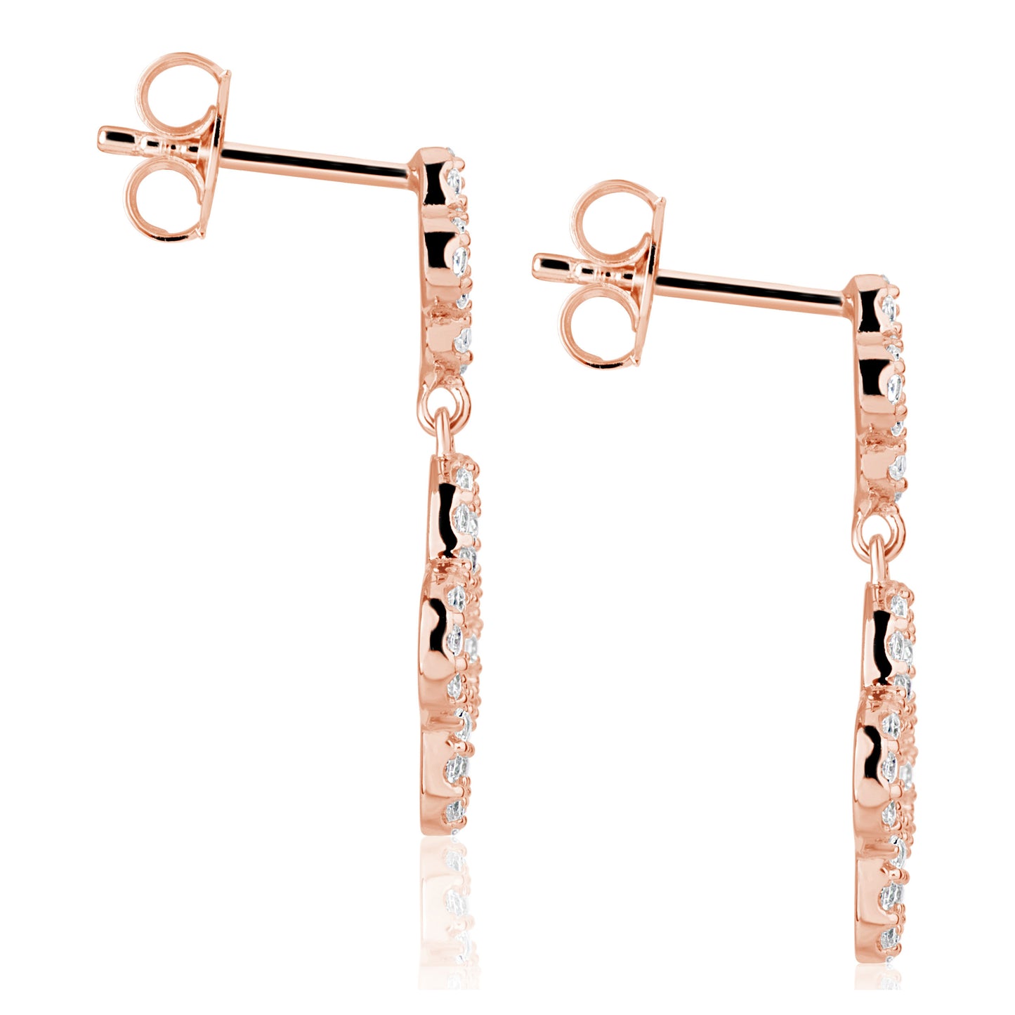 Suzy Levian Cubic Zirconia Rose Sterling Silver Double Clover Dangle Earrings