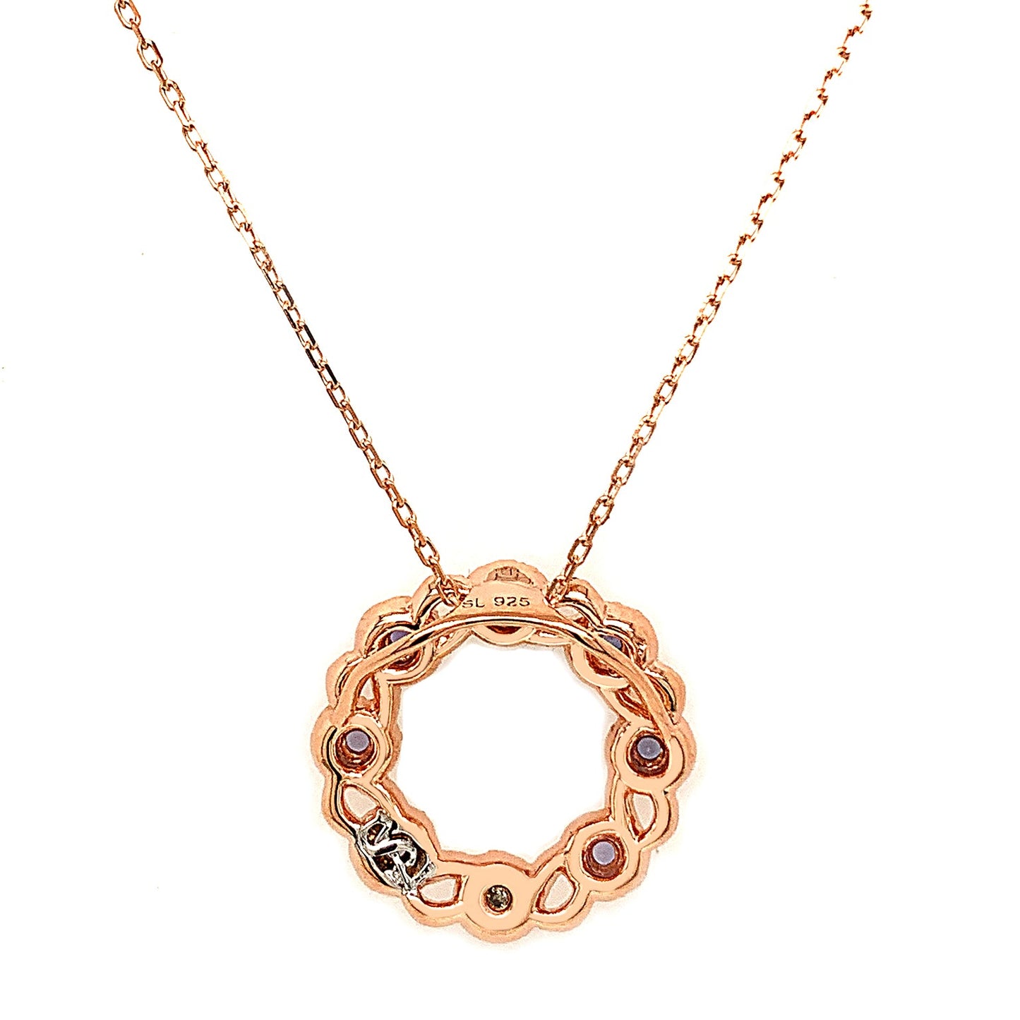 Suzy Levian Rose Sterling Silver Sapphire & Diamond Accent Crossing Circle Necklace