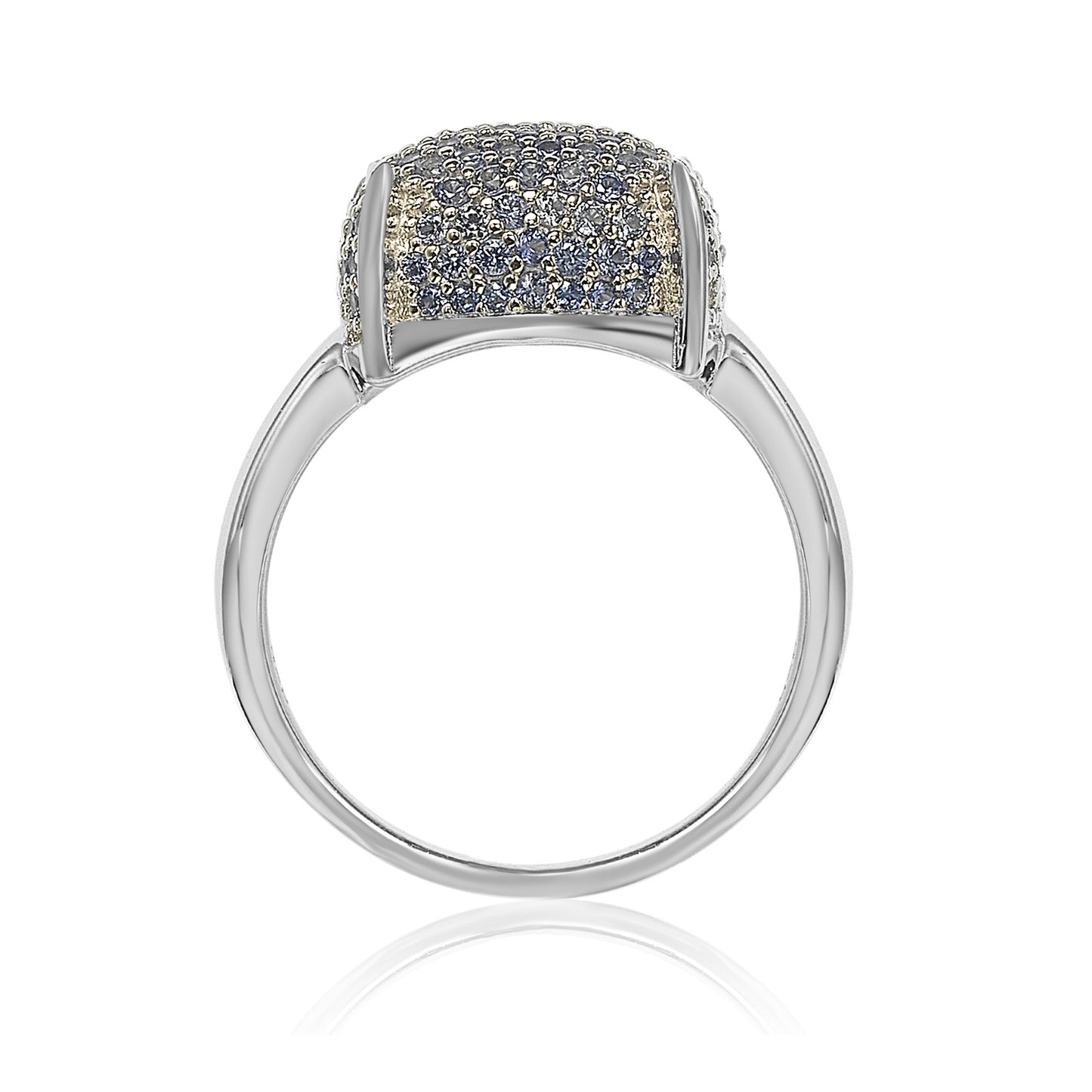 Suzy Levian Pave Blue Cubic Zirconia in Sterling Silver Ring