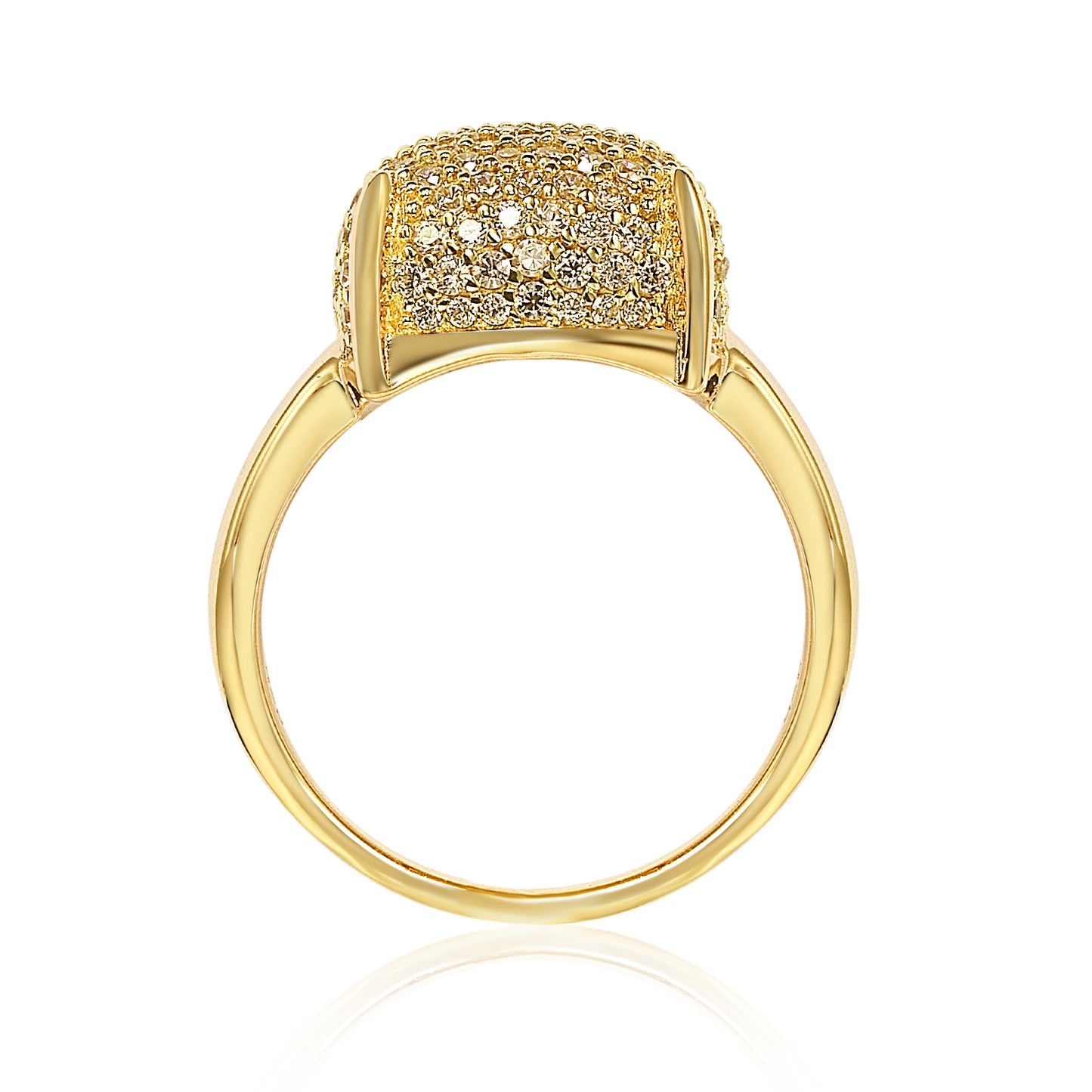 Suzy Levian Pave Yellow Cubic Zirconia in Golden Sterling Silver Ring