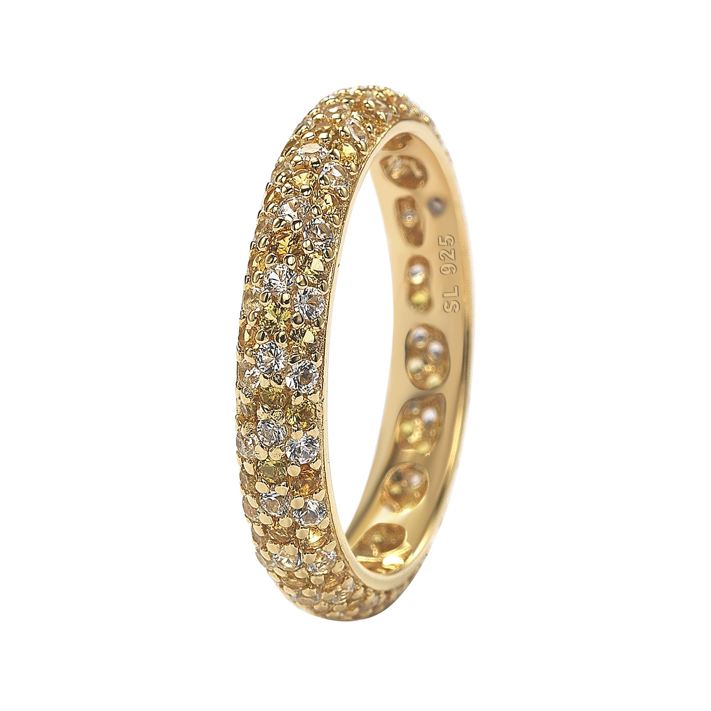 Suzy Levian Yellow Sapphire & Diamond Accent Pave Eternity Band