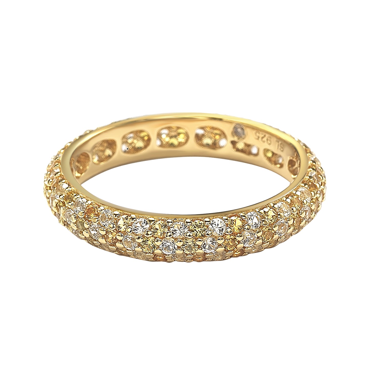 Suzy Levian Yellow Sapphire & Diamond Accent Pave Eternity Band