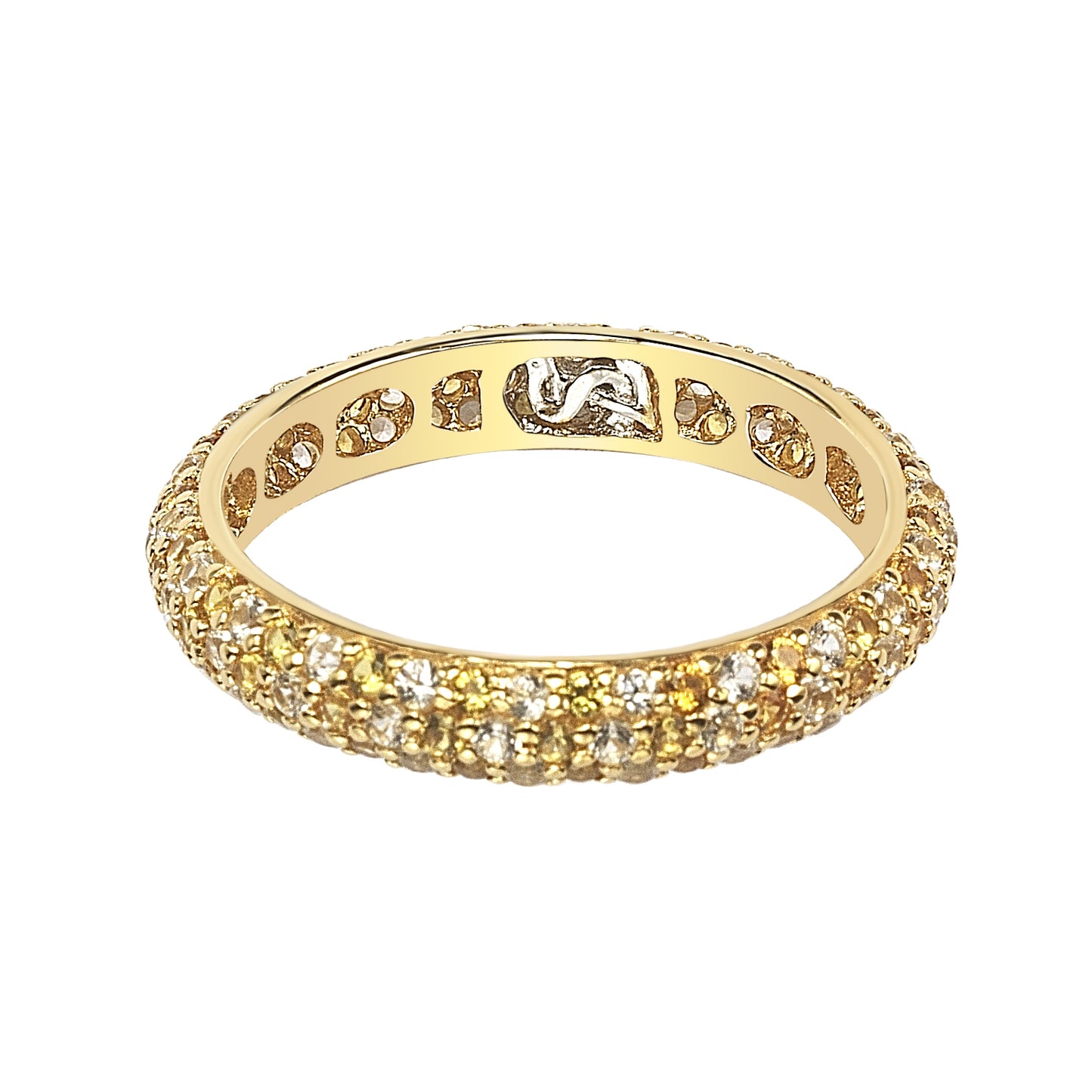 Suzy Levian Yellow Sapphire & Diamond Accent Pave Eternity Band