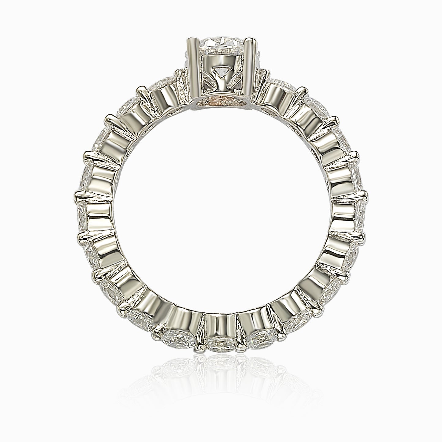 Suzy Levian Sterling Silver Round Cut Cubic Zirconia Bridal Eternity Band