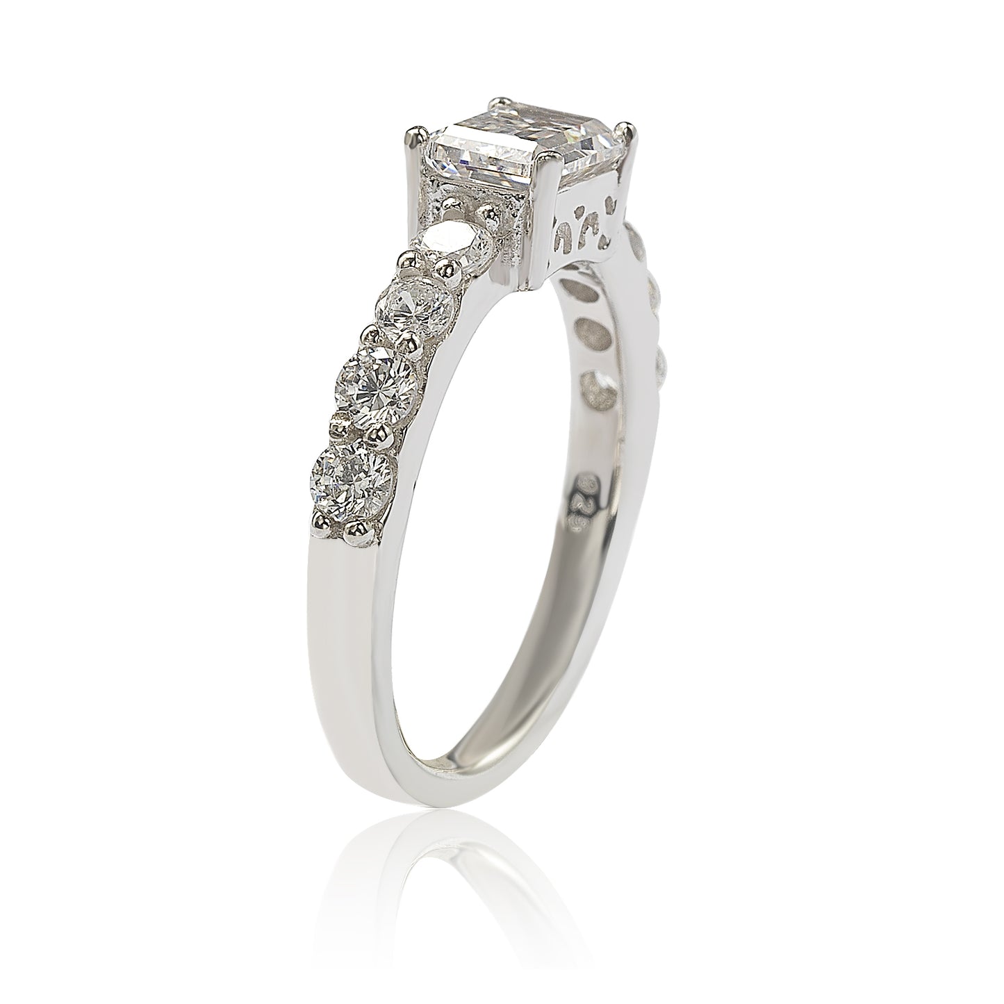 Suzy Levian Sterling Silver Assher Cut Cubic Zirconia Bridal Eternity Band