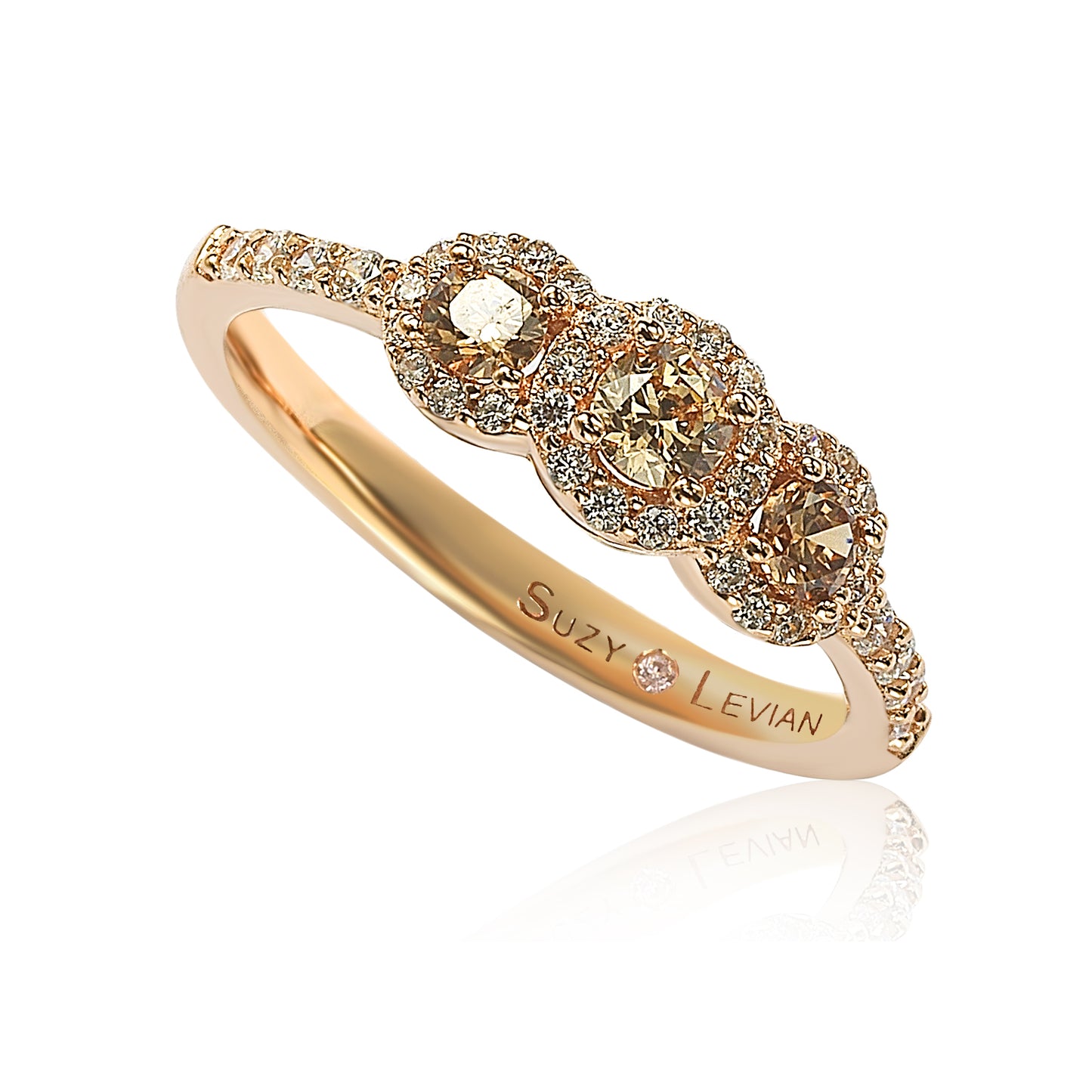 Suzy Levian Rose Sterling Silver Brown Cubic Zirconia Petite Ring