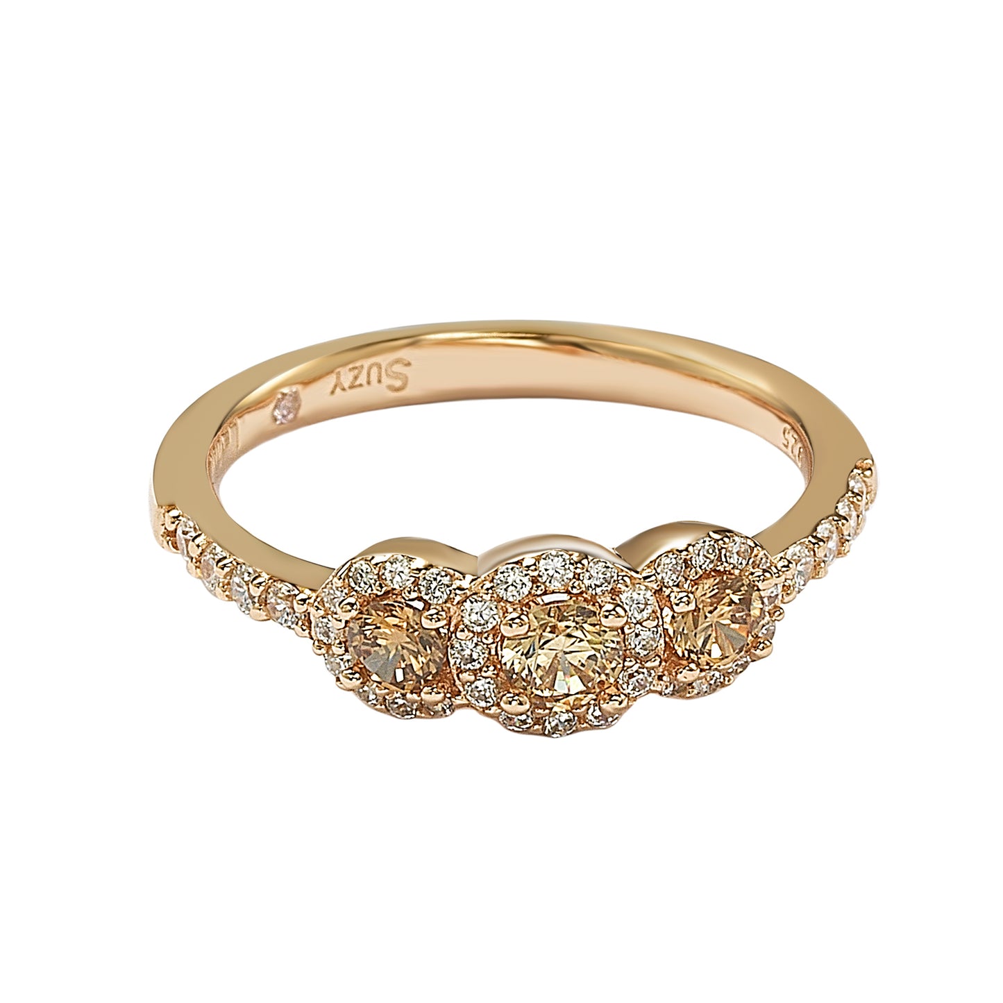 Suzy Levian Rose Sterling Silver Brown Cubic Zirconia Petite Ring