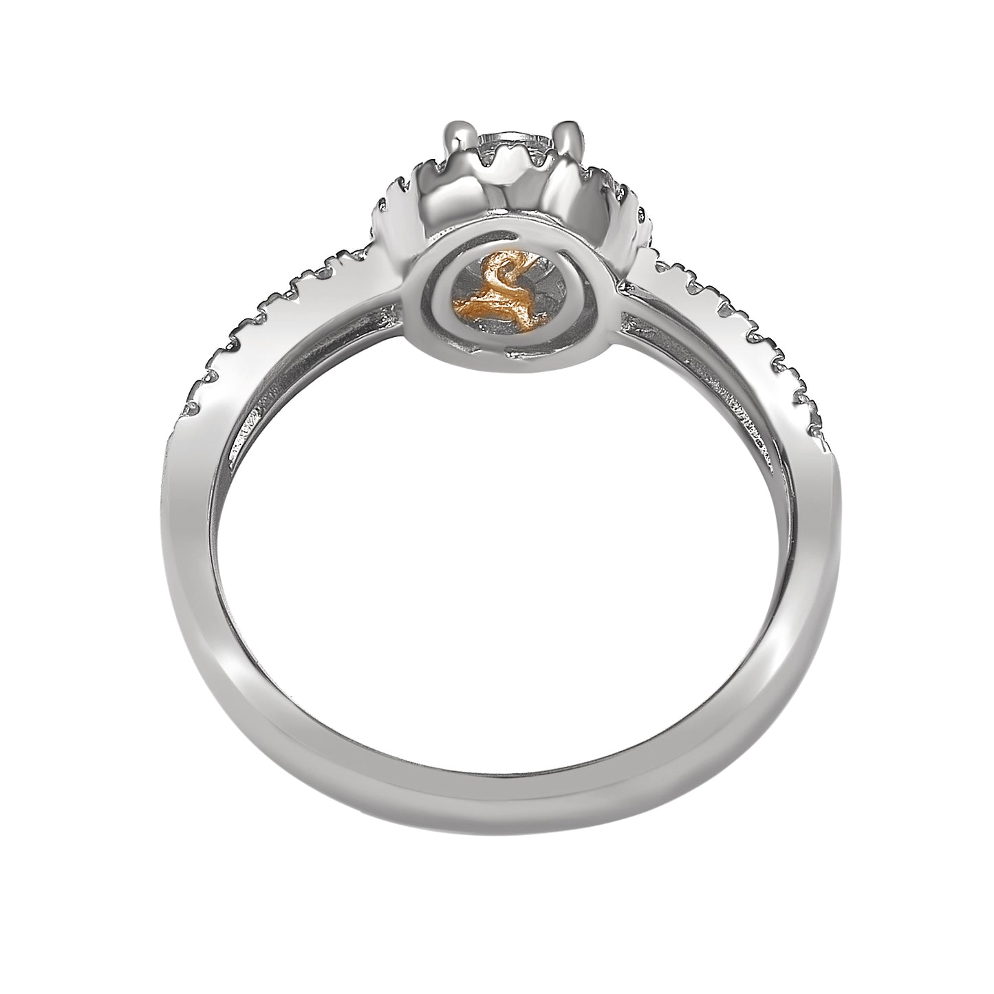 Suzy Levian Sterling Silver Oval Cut White Cubic Zirconia Halo Engagement Ring