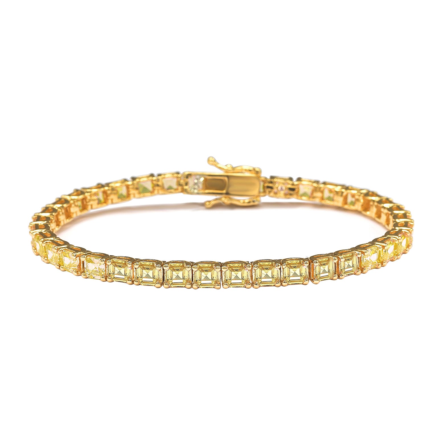 Suzy Levian Golden Sterling Silver Yellow Assher Cut Cubic