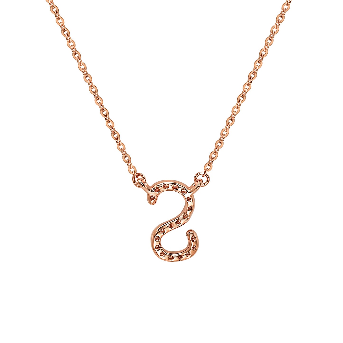 Suzy Levian 14K Rose Gold 0.10 ctw Diamond Letter Initial Necklace