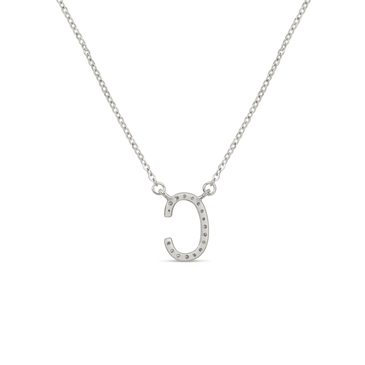 Suzy Levian 14K White Gold 0.10 ctw Diamond Letter Initial Necklace