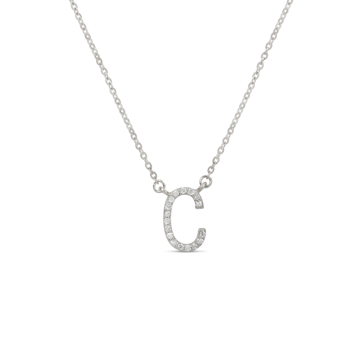 Suzy Levian 14K White Gold 0.10 ctw Diamond Letter Initial Necklace