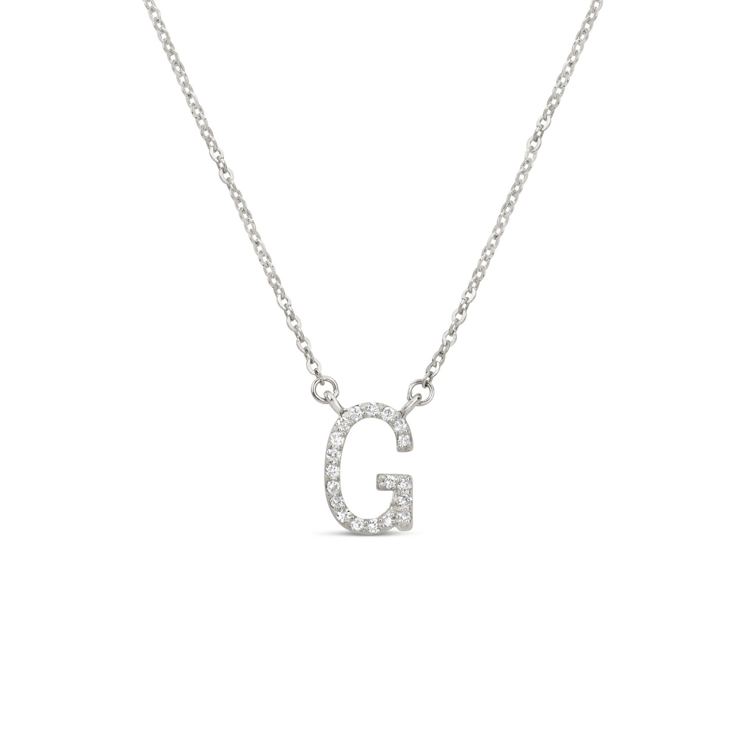 Suzy Levian 14K White Gold 0.10 ctw Diamond Letter Initial Necklace