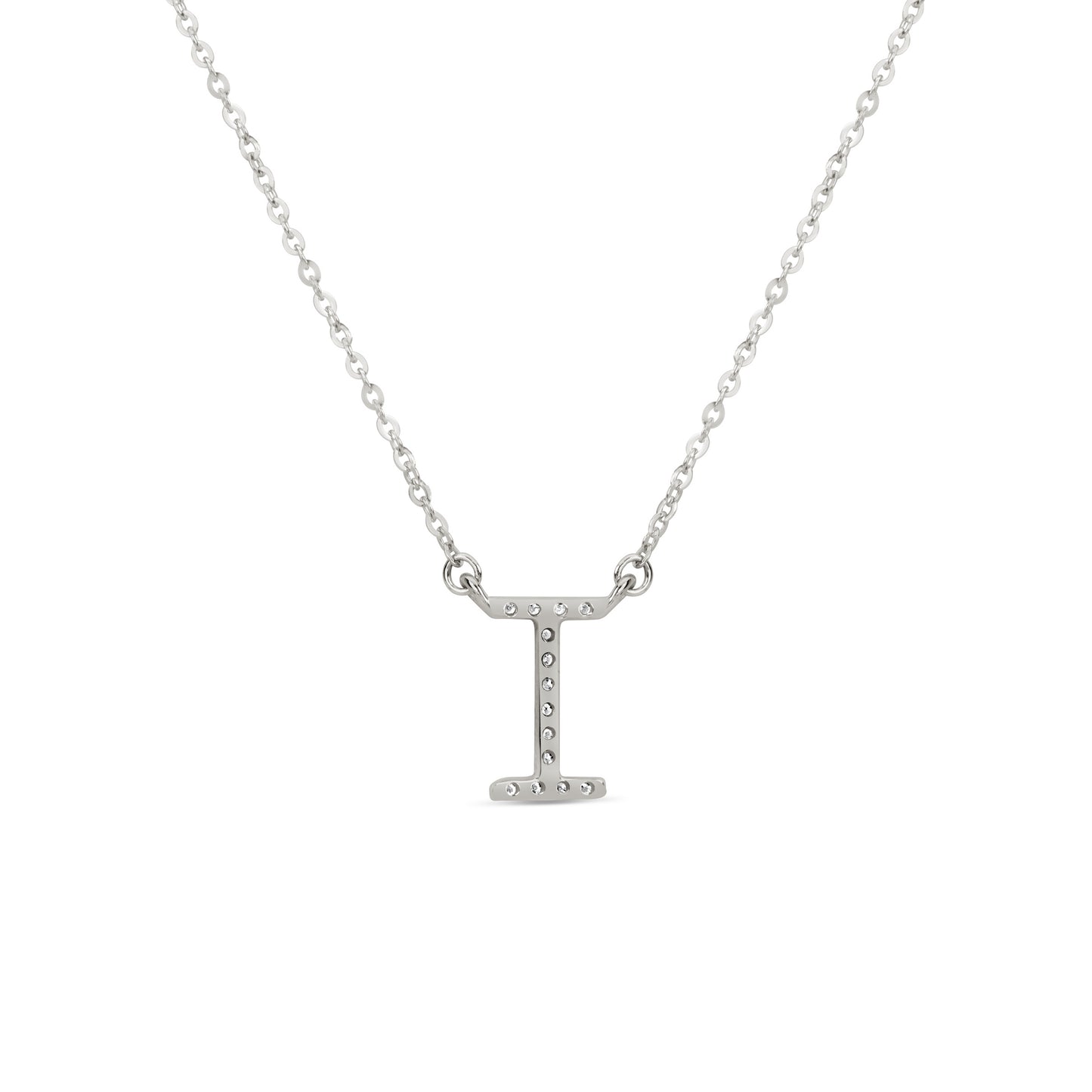 Suzy Levian 14K White Gold 0.10 ctw Diamond Letter Initial Necklace