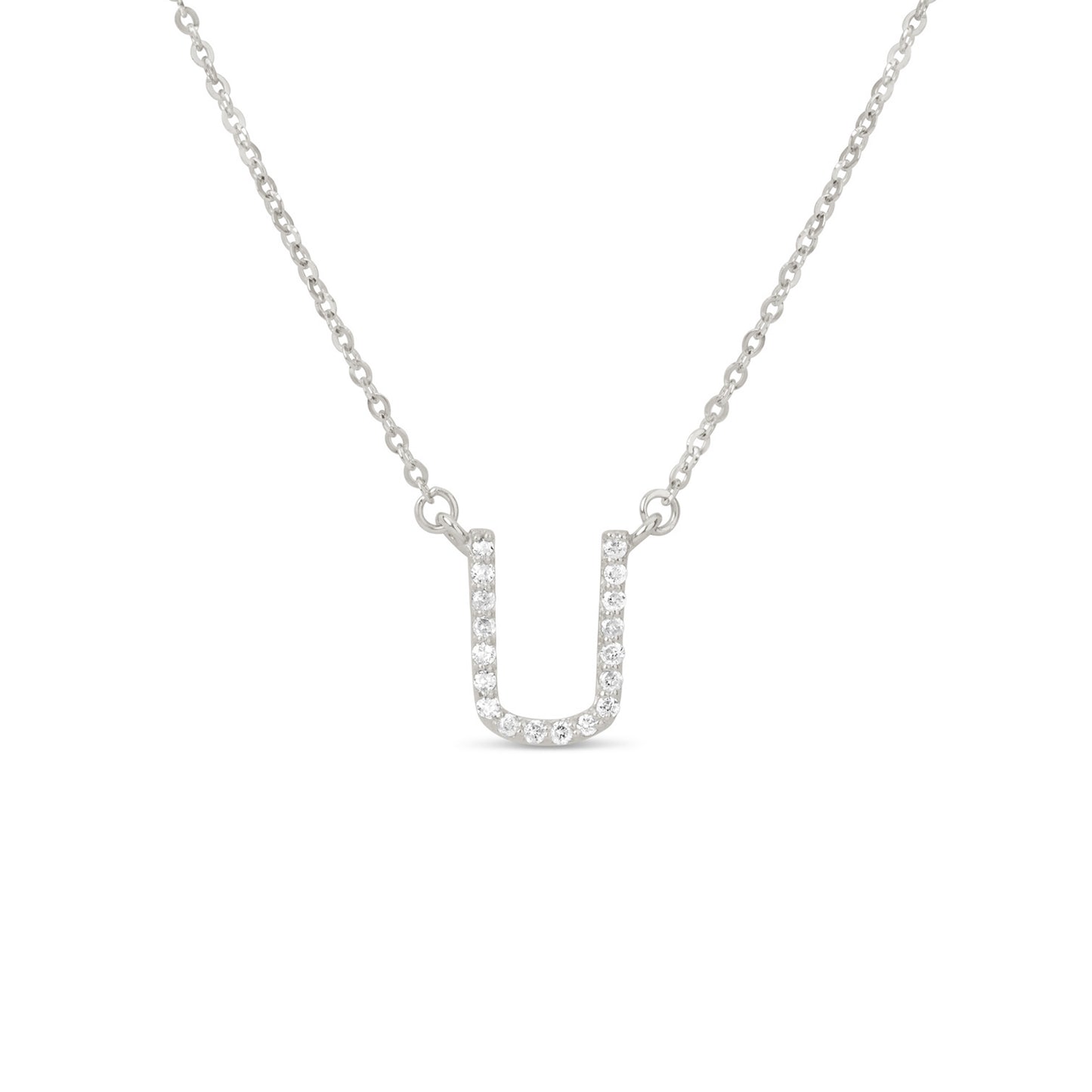 Suzy Levian 14K White Gold 0.10 ctw Diamond Letter Initial Necklace