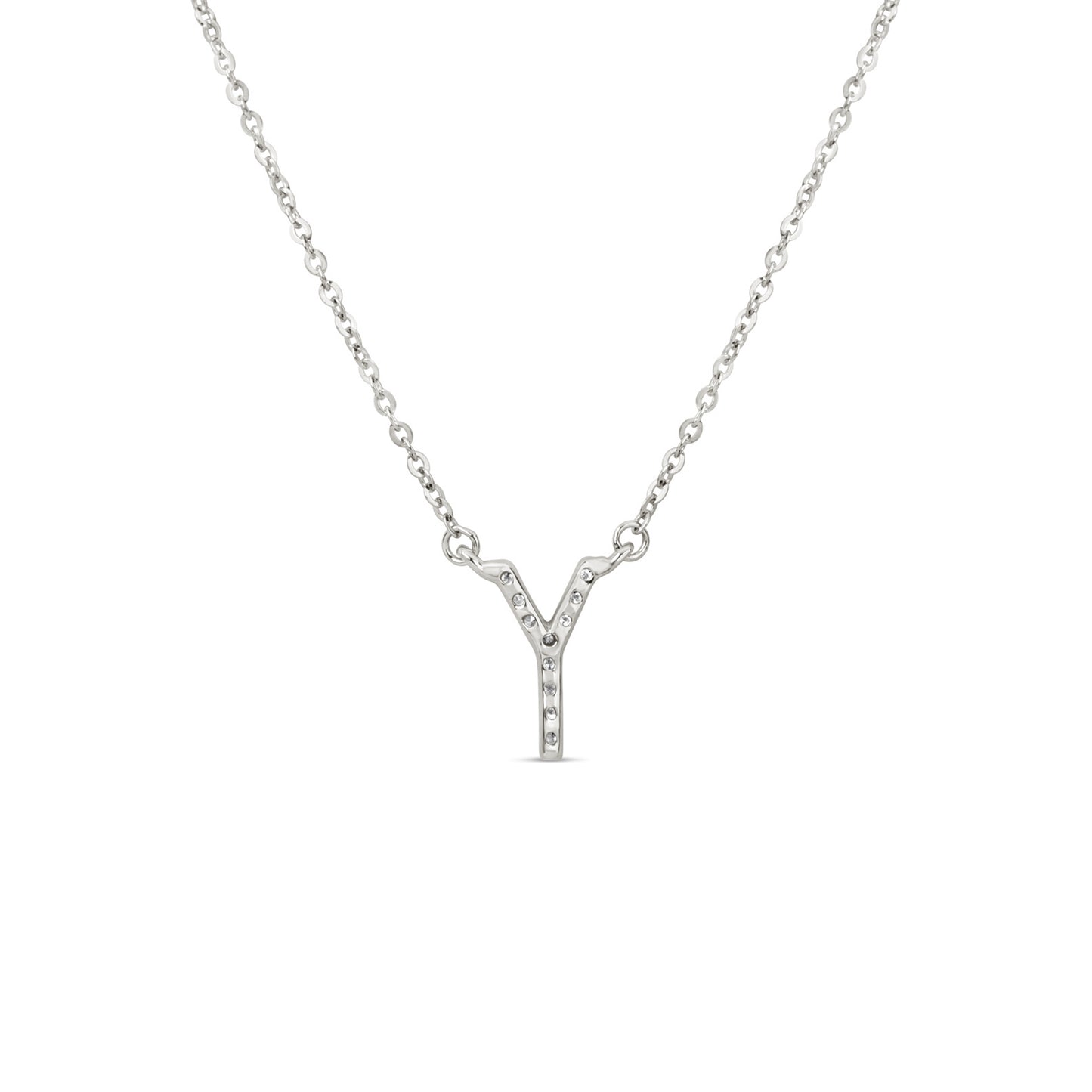 Suzy Levian 14K White Gold 0.10 ctw Diamond Letter Initial Necklace