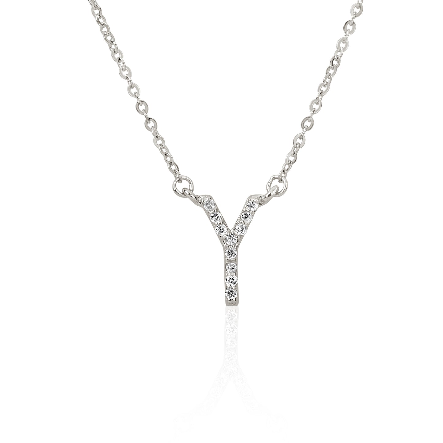 Suzy Levian 14K White Gold 0.10 ctw Diamond Letter Initial Necklace