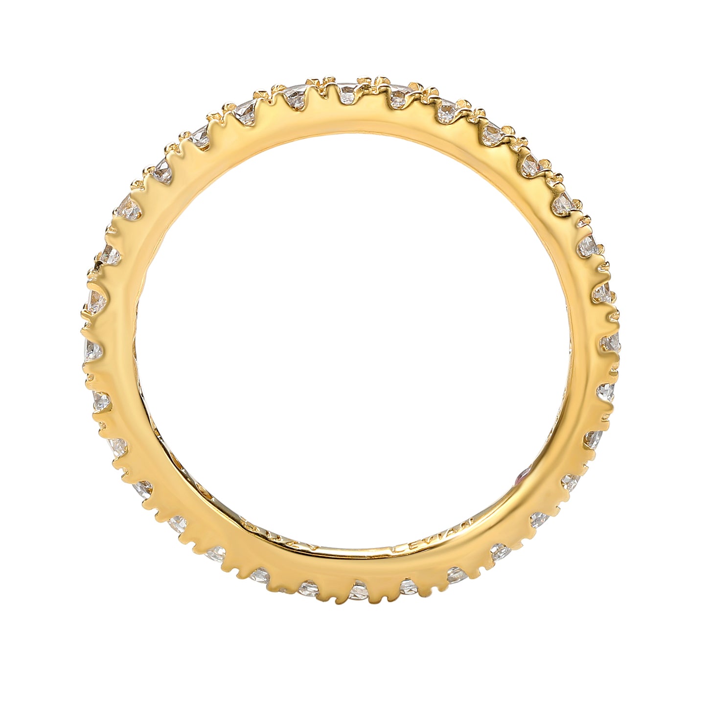 Suzy Levian Yellow Sterling Silver Thin White Cubic Zirconia Eternity Band