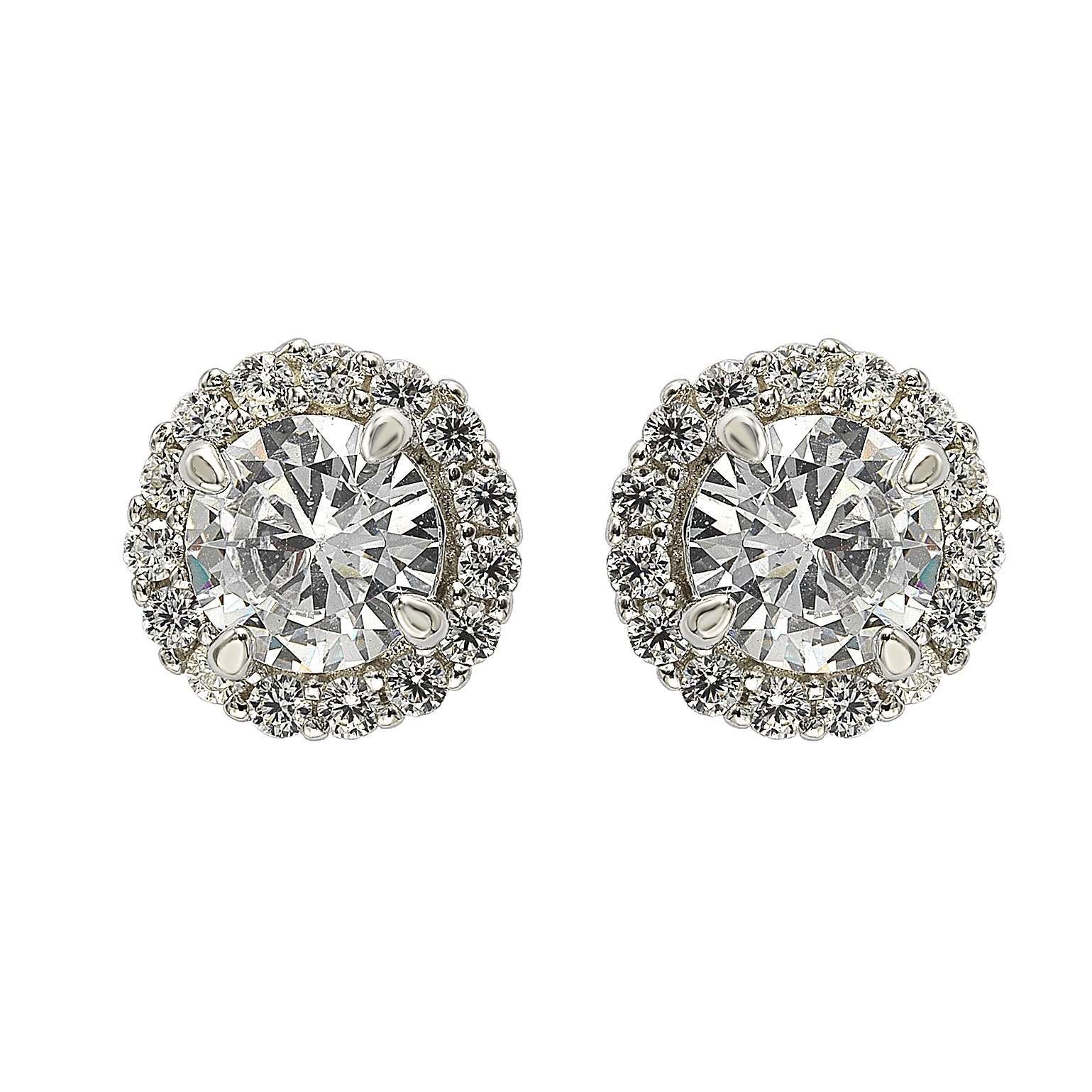 thumbnail image 2 of Rishi Alexander 925 Sterling Silver Halo CZ Stud Earrings - Choose Your Stone Color! 2 of 11