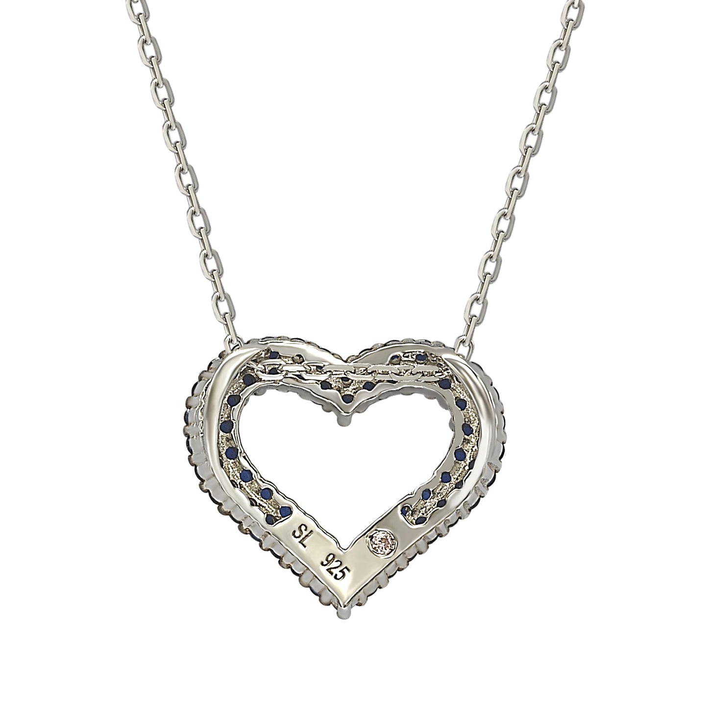 Suzy Levian Blue Cubic Zirconia Sterling Silver Heart Pendant