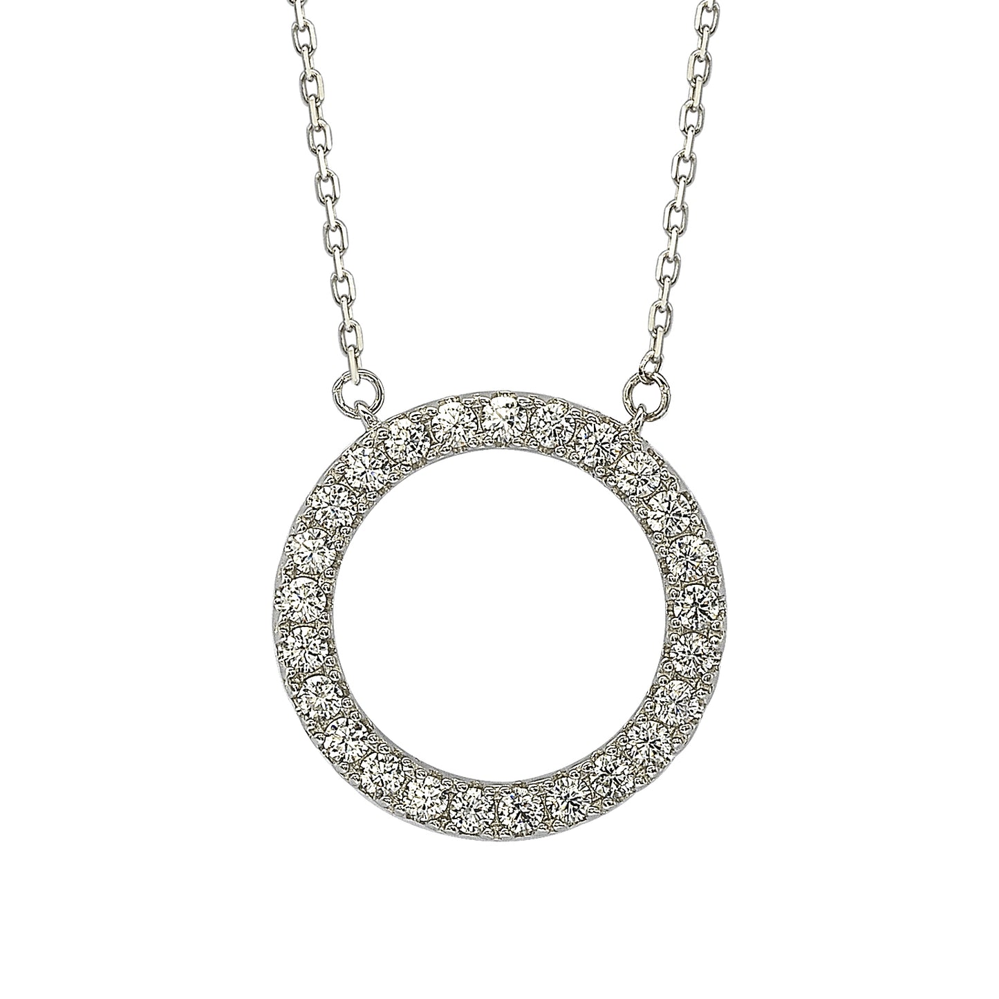 Suzy Levian Sterling Silver White Cubic Zirconia Circle Pendant