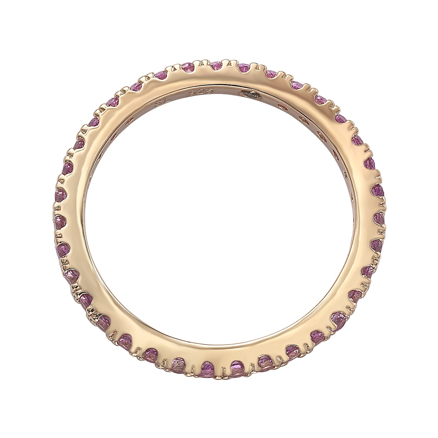 Suzy Levian Rose Gold Sterling Silver and Pink Sapphire Eternity Band