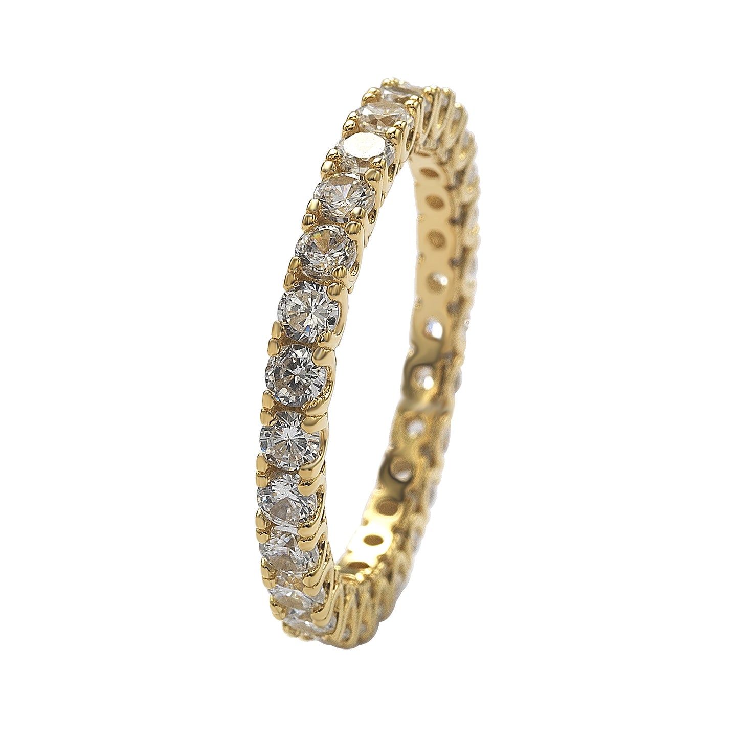 Suzy Levian Yellow Sterling Silver Cubic Zirconia Pave U Shape Setting Eternity Band